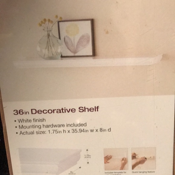 NWT 36” decorative white wooden shelf - Picture 2 of 2